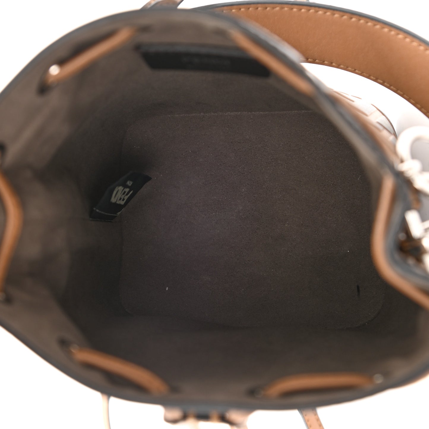 Vitello Liberty F is Fendi FF Embossed Mini Mon Tresor Bucket Bag Tobacco Black