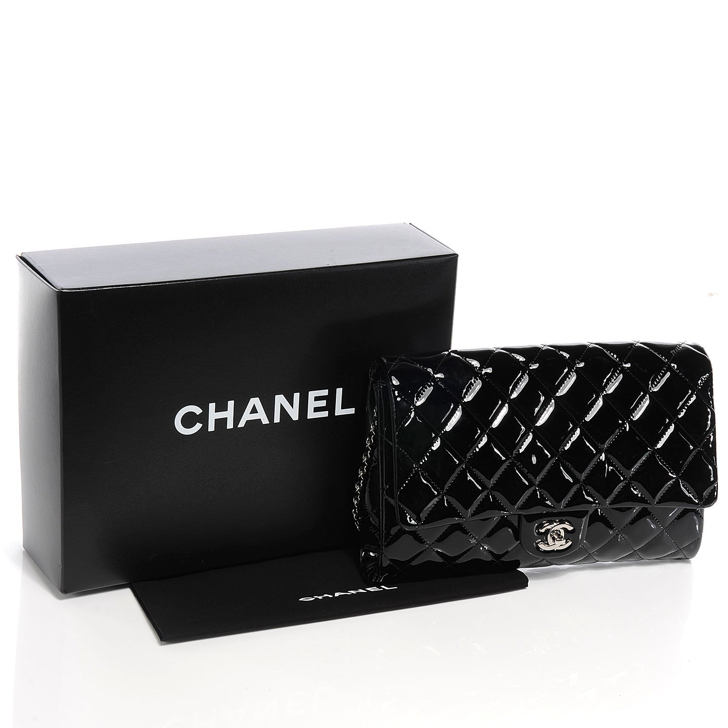 Chanel Patent Quilted Clutch Flap Black 6 of 9