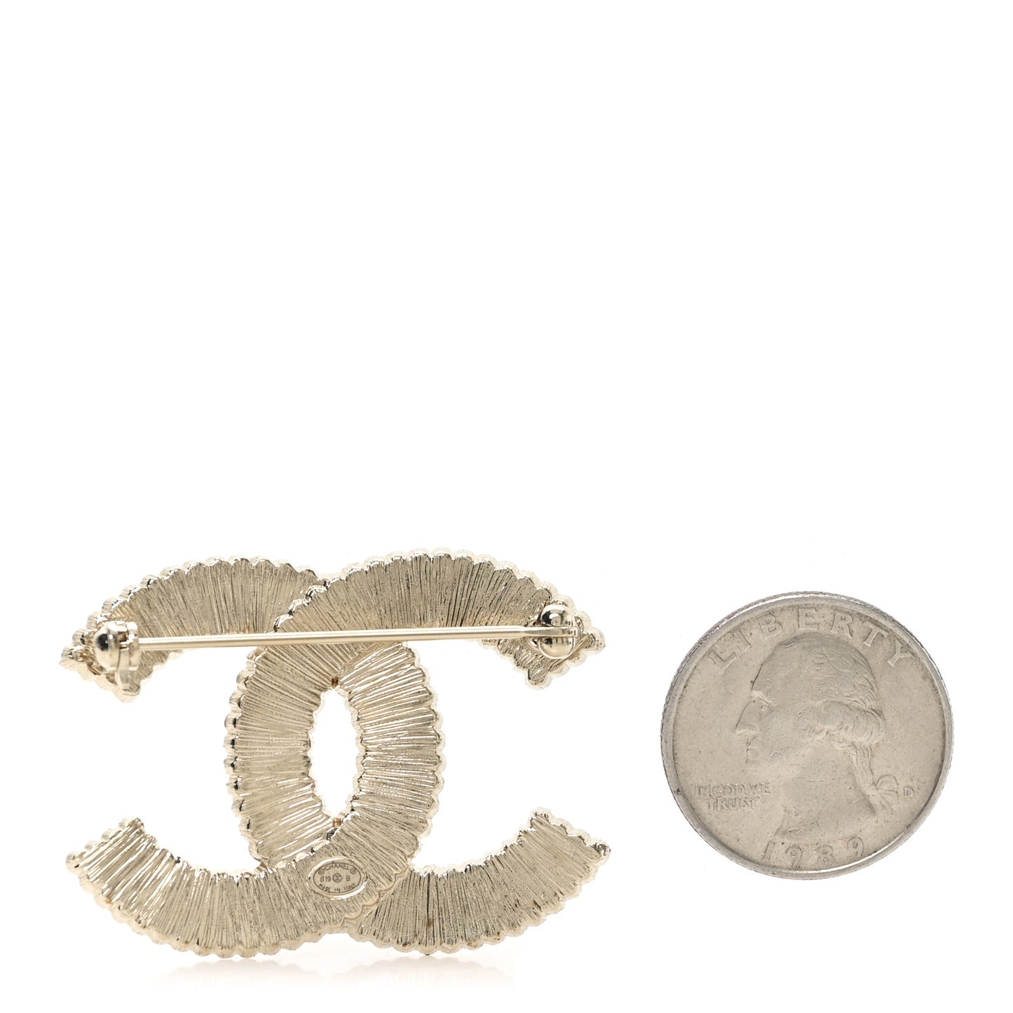 Pearl Crystal Lace Camellia CC Brooch Gold