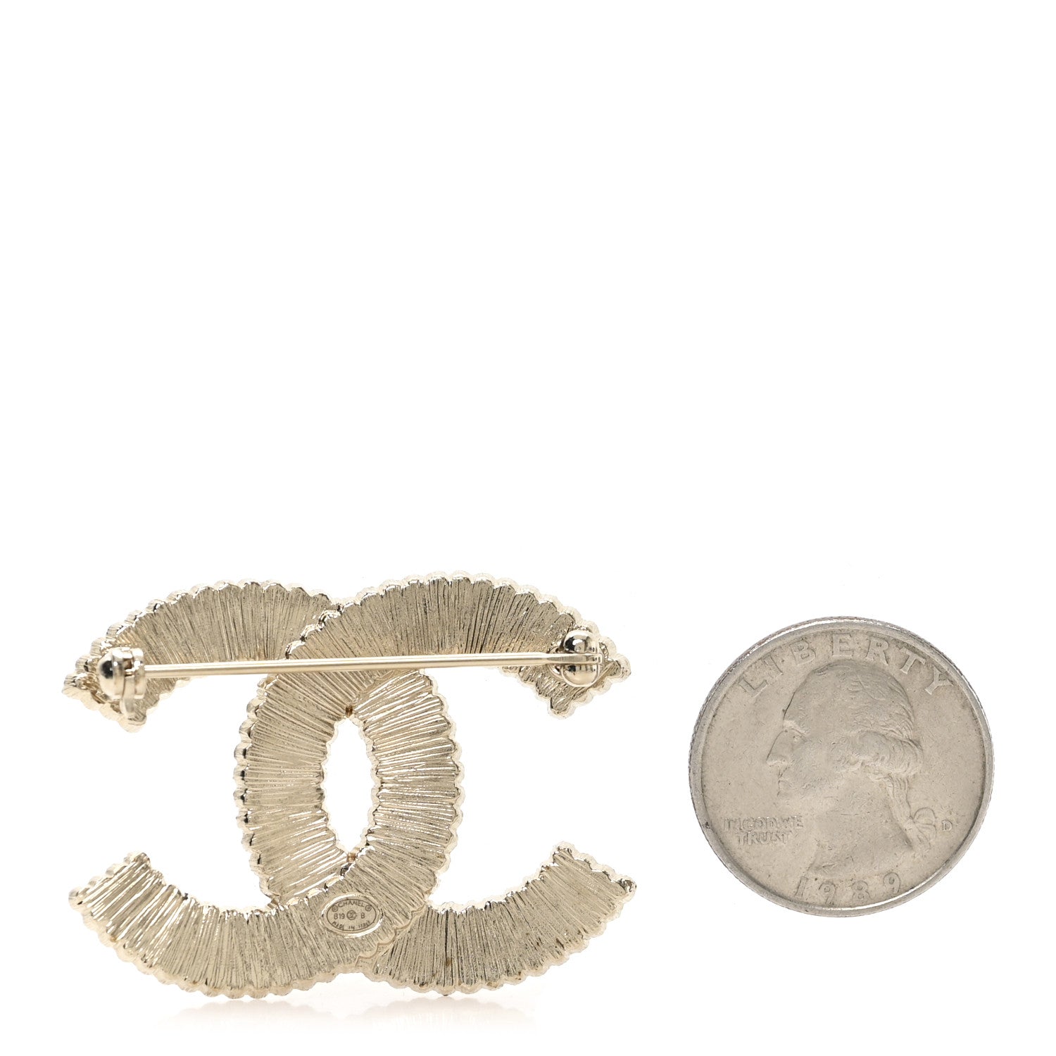 Chanel Pearl Crystal Lace Camellia CC Brooch Gold 2 of 4