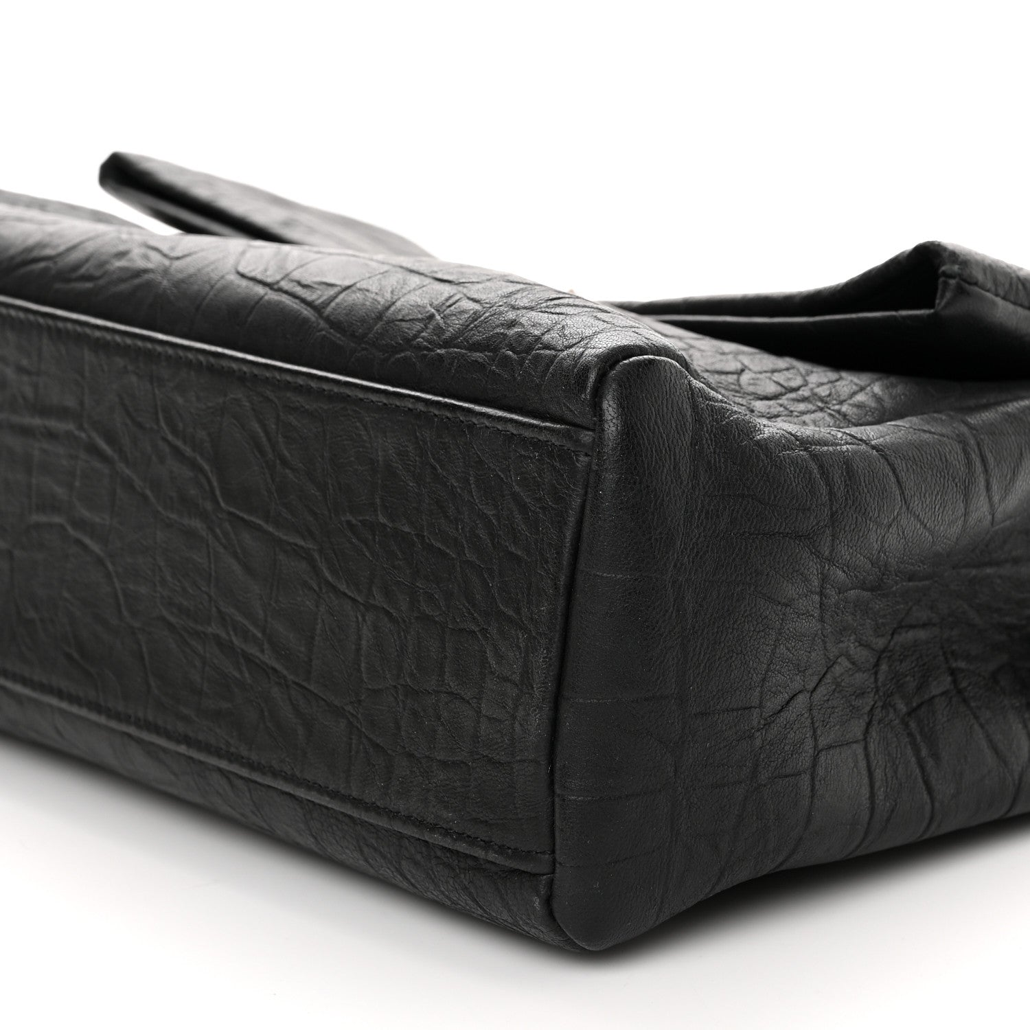 Saint Laurent Calfskin Crocodile Embossed Medium West Hollywood Monogram Fold-Over Black 11 of 11