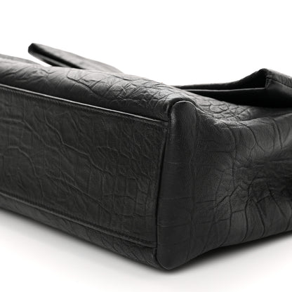 Saint Laurent Calfskin Crocodile Embossed Medium West Hollywood Monogram Fold-Over Black 11 of 11