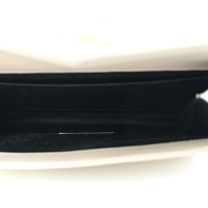 Saint Laurent Grain De Poudre Matelasse Chevron Monogram Envelope Clutch Blanc Vintage 5 of 13