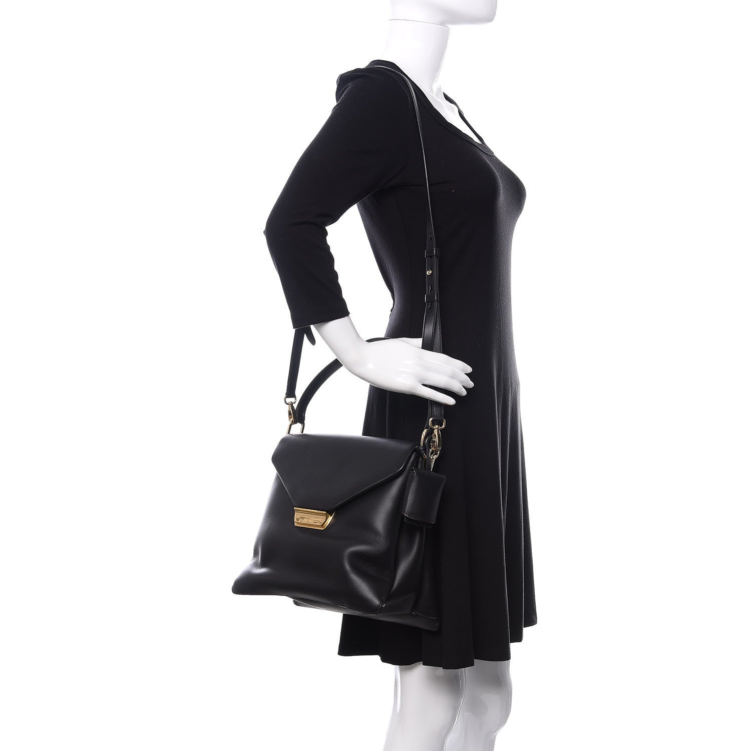 Prada New Calfskin Medium Ingrid Top Handle Bag Black 2 of 9