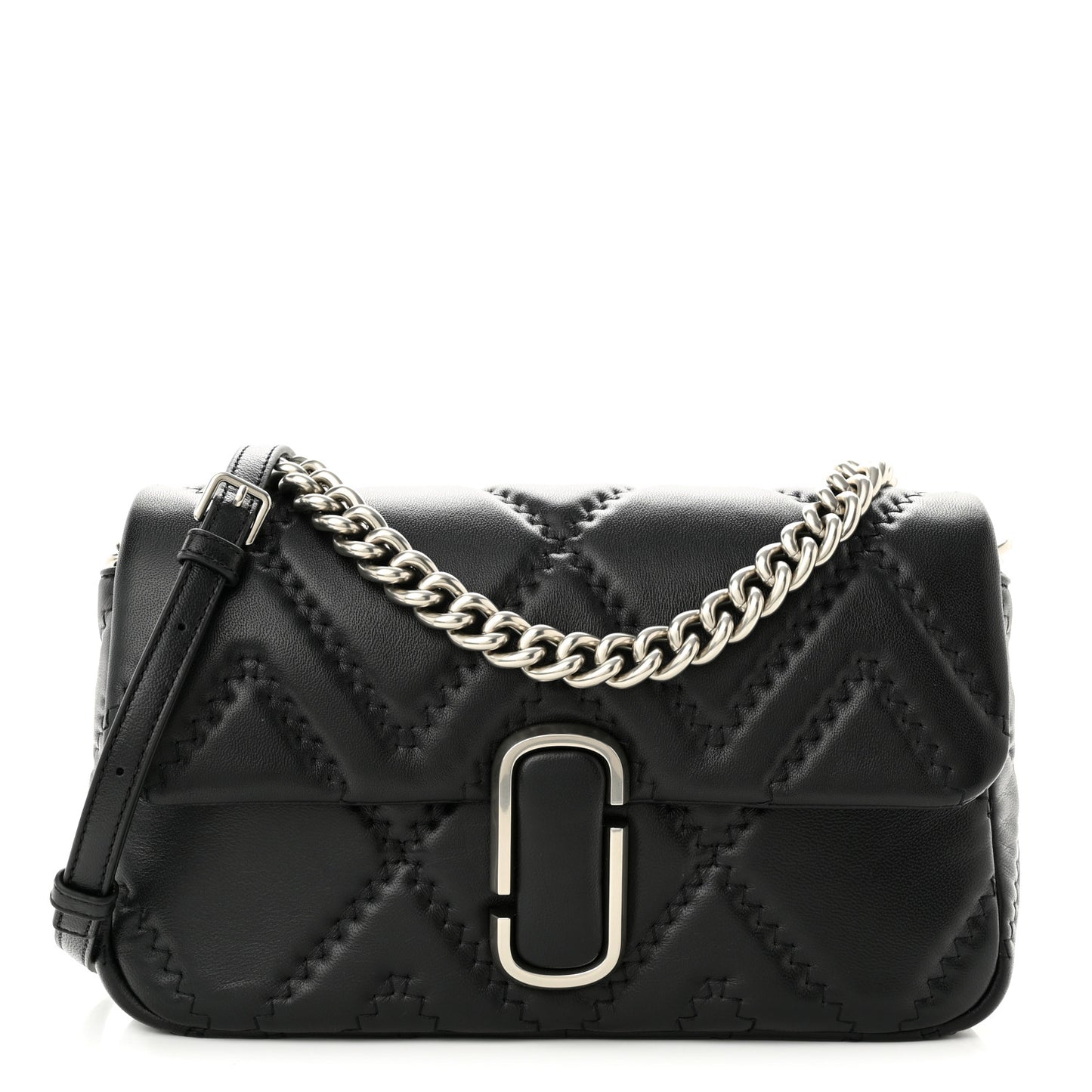 Lambskin Quilted J Marc Large Shoulder Bag Black
