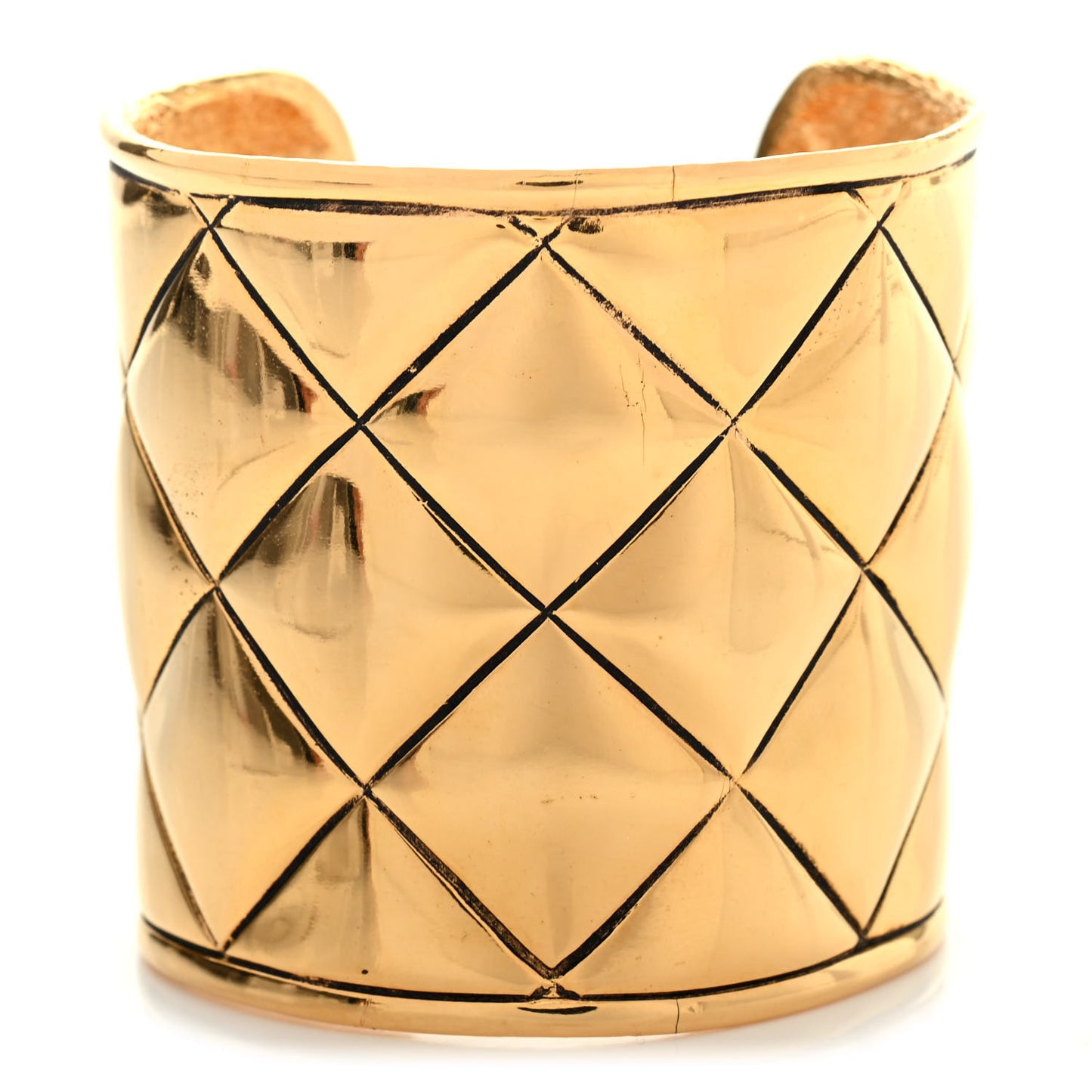 Metal Quilted Wide CC Cuff Gold