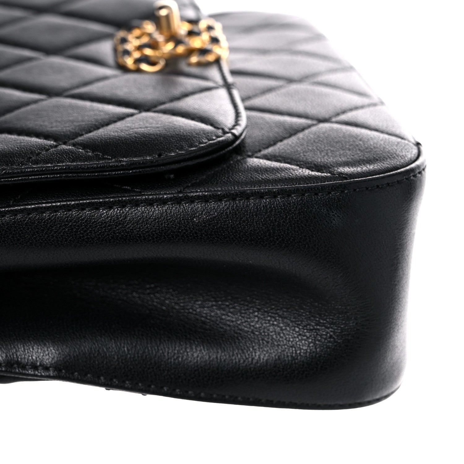 Chanel Lambskin Quilted Small Chain Infinity Top Handle Flap Black 12 of 14