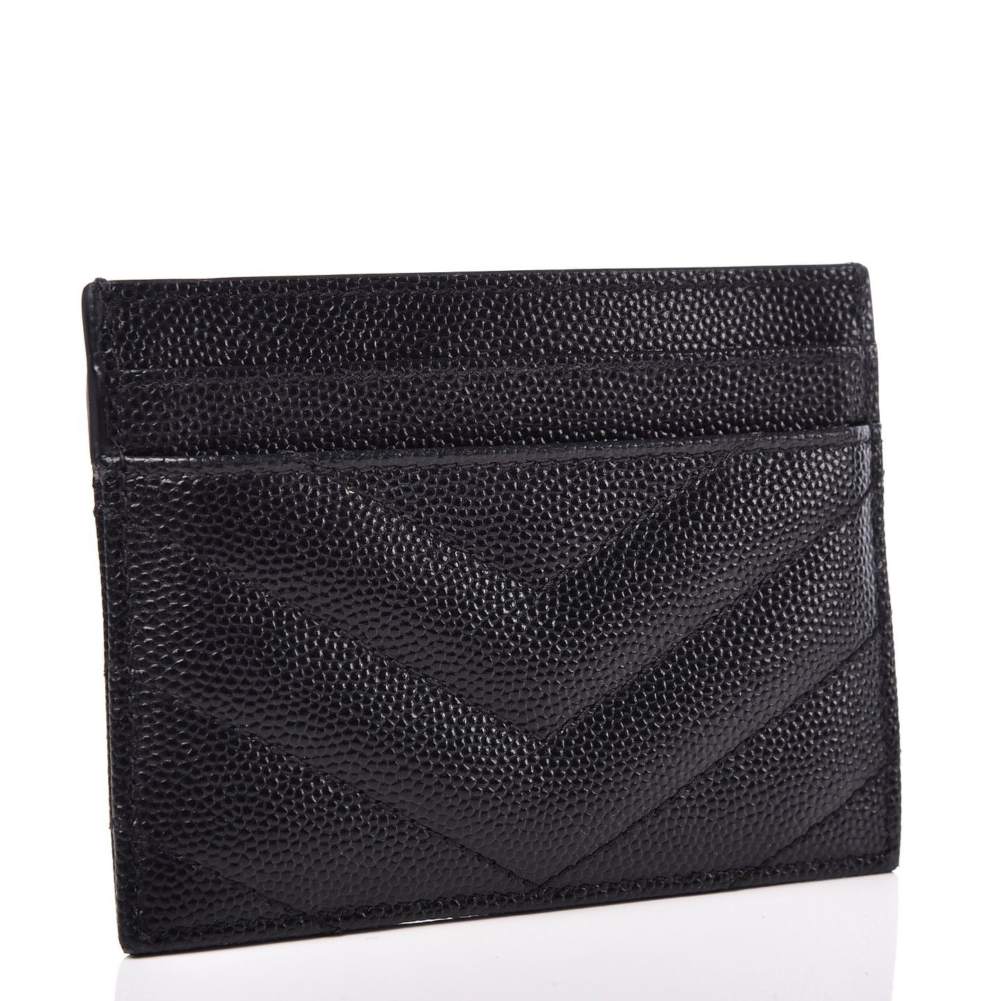 Grain De Poudre Matelasse Chevron Monogram Credit Card Case Black