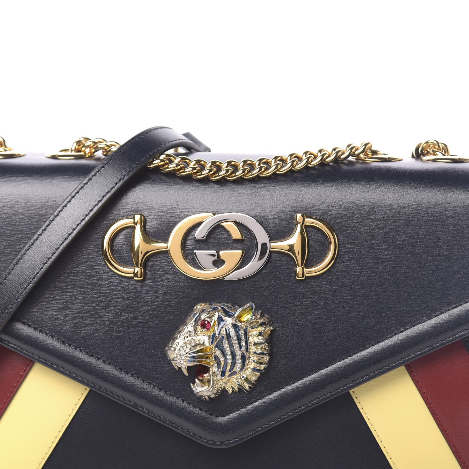Gucci Vitello Palmellato Lux Crystal Medium Rajah Shoulder Bag Blue Romantic Cerise Butter Multicolor 9 of 11
