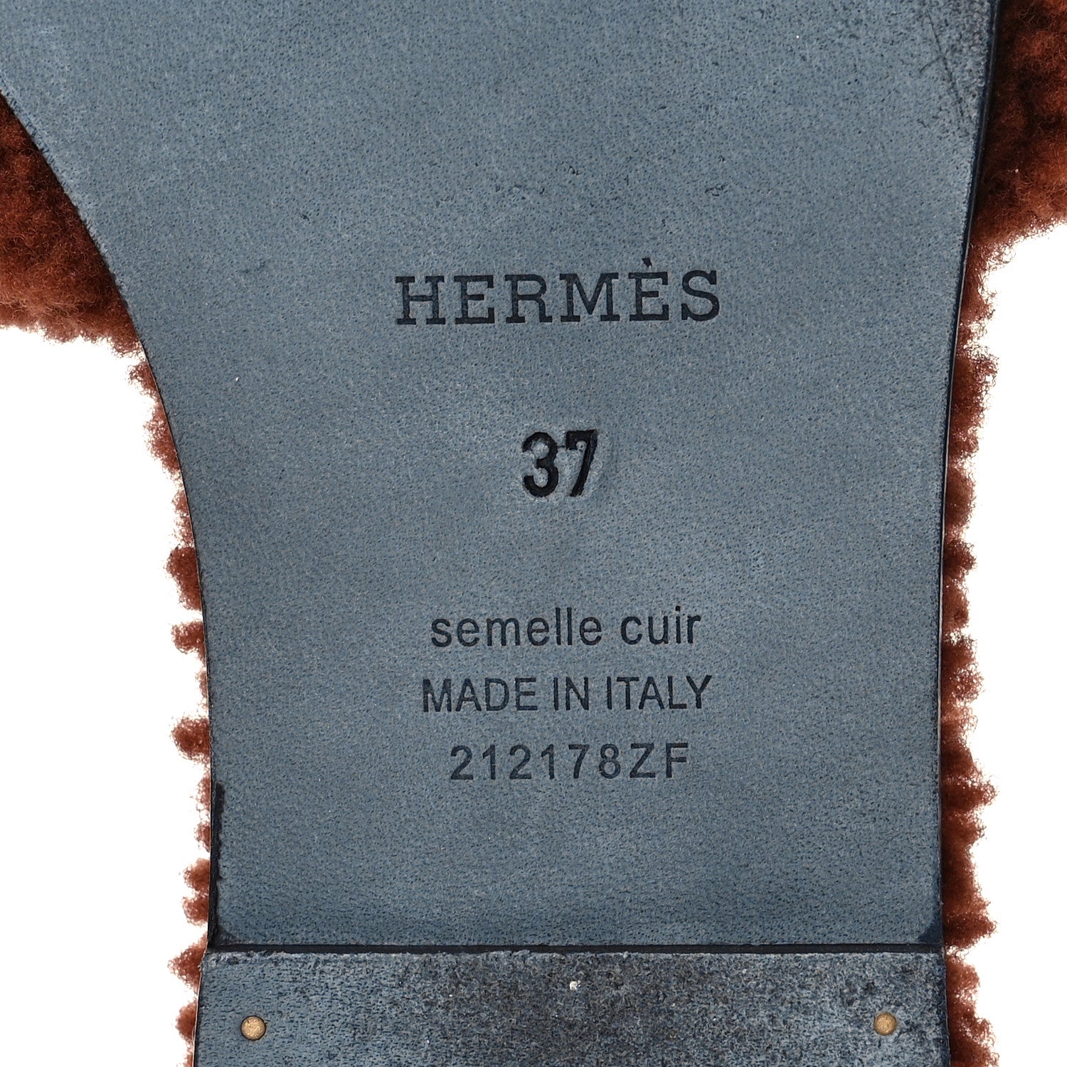 Hermes Woolskin Oran Sandals 37 Cognac 6 of 8