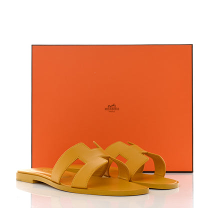 Hermes Box Calfskin Oran Sandals 37.5 Jaune Citron 9 of 9
