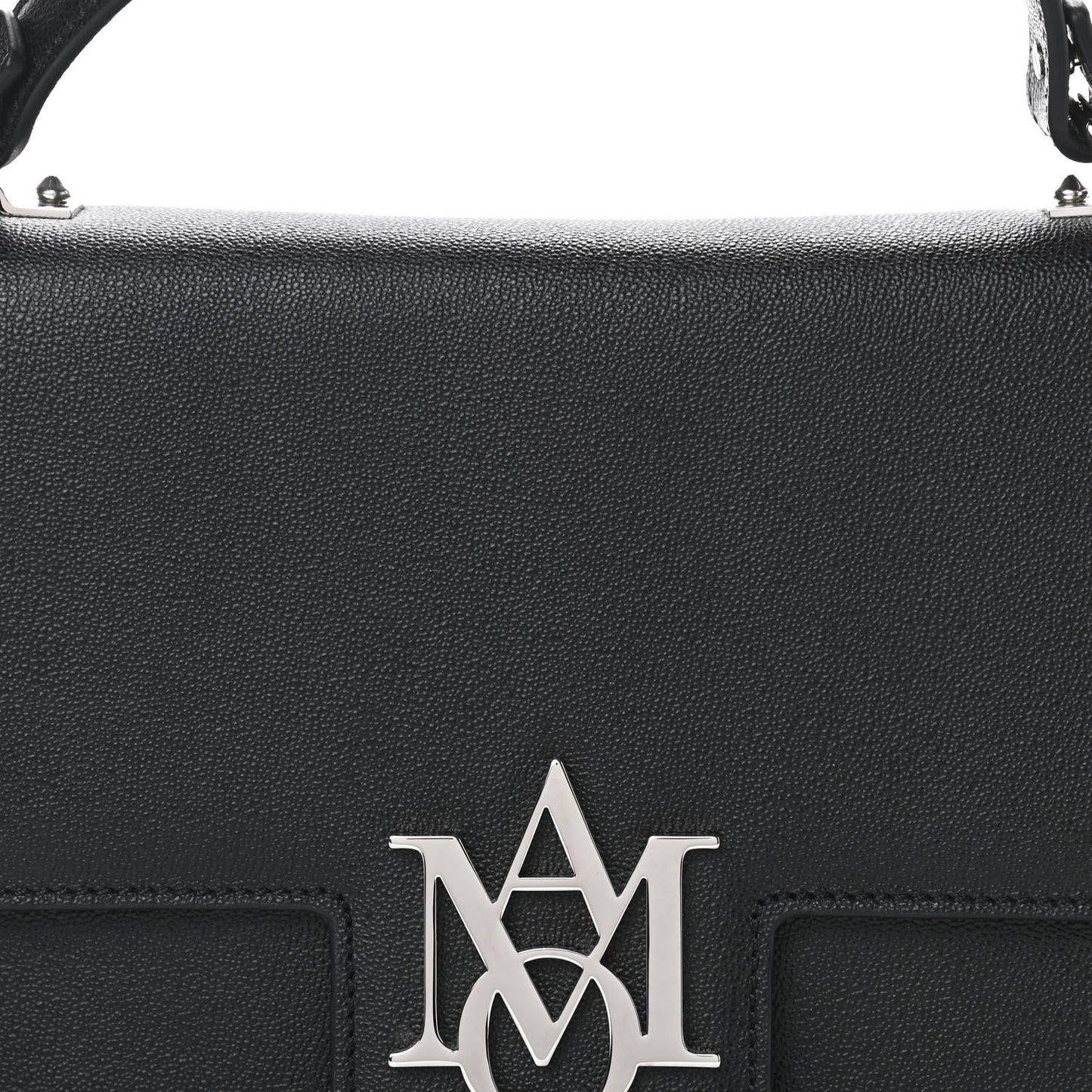 Grained Calfskin Large Insignia Flap Black