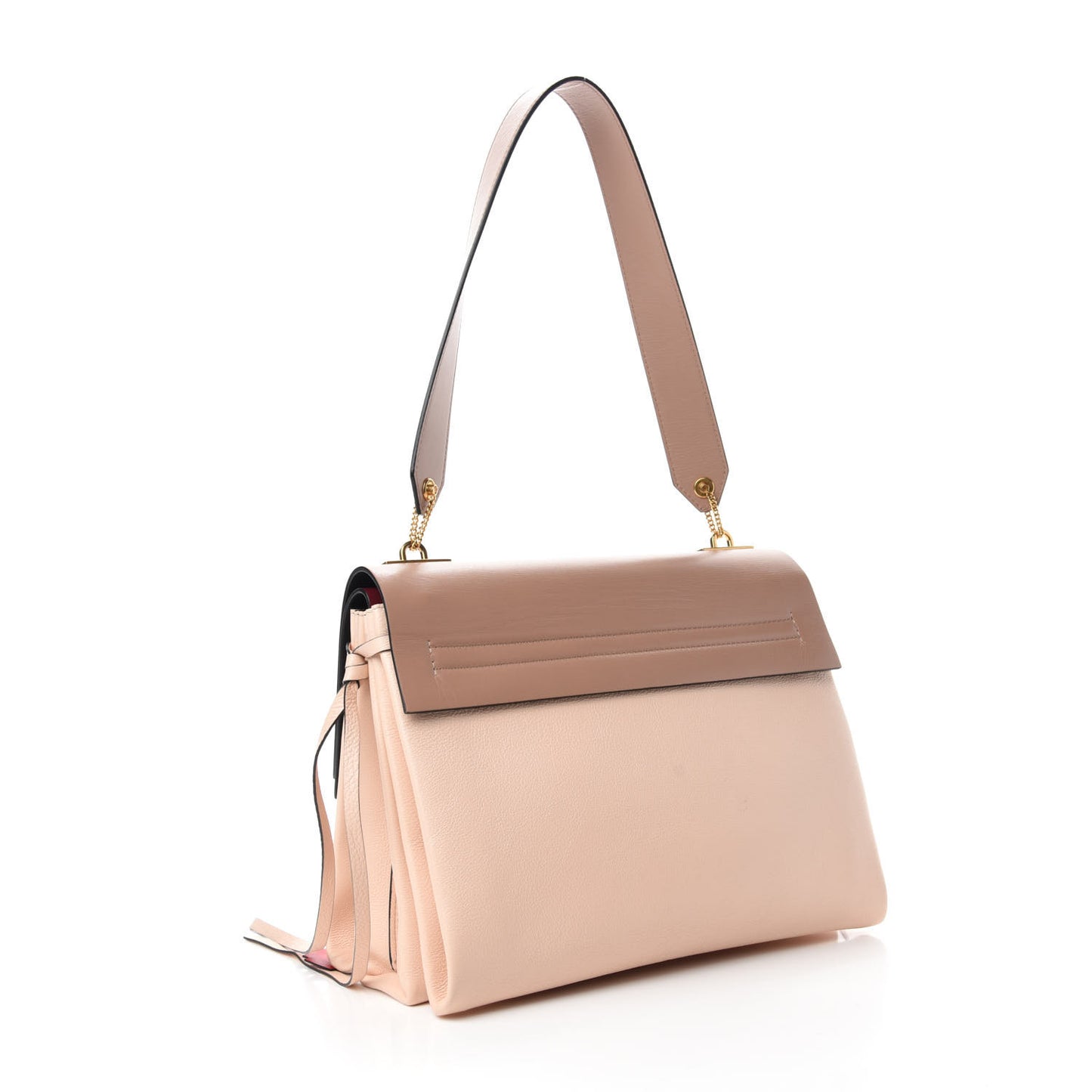 Smooth Calfskin Medium VRing Shoulder Bag Rose Cannelle Light Ivory Cerise