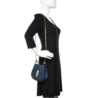 Chloe Grained Lambskin Mini Drew Shoulder Bag Factory Blue 2 of 9