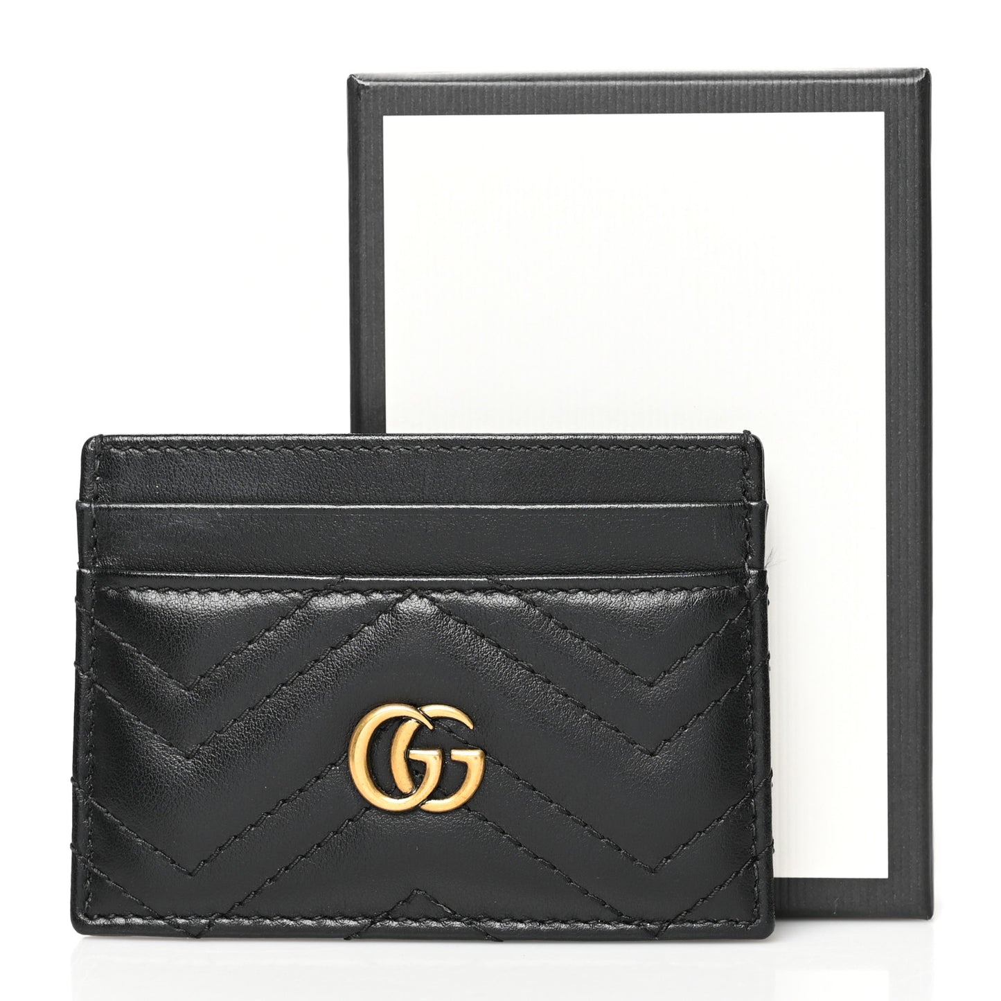Calfskin Matelasse GG Marmont Card Holder Black