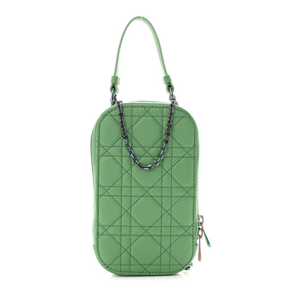 Christian Dior Lambskin Cannage Lady Dior Phone Holder Green 1 of 10