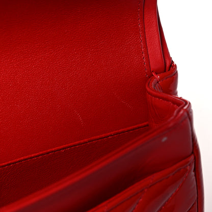 Chanel Patent Chevron Quilted Medium Double Flap Red 10 of 20