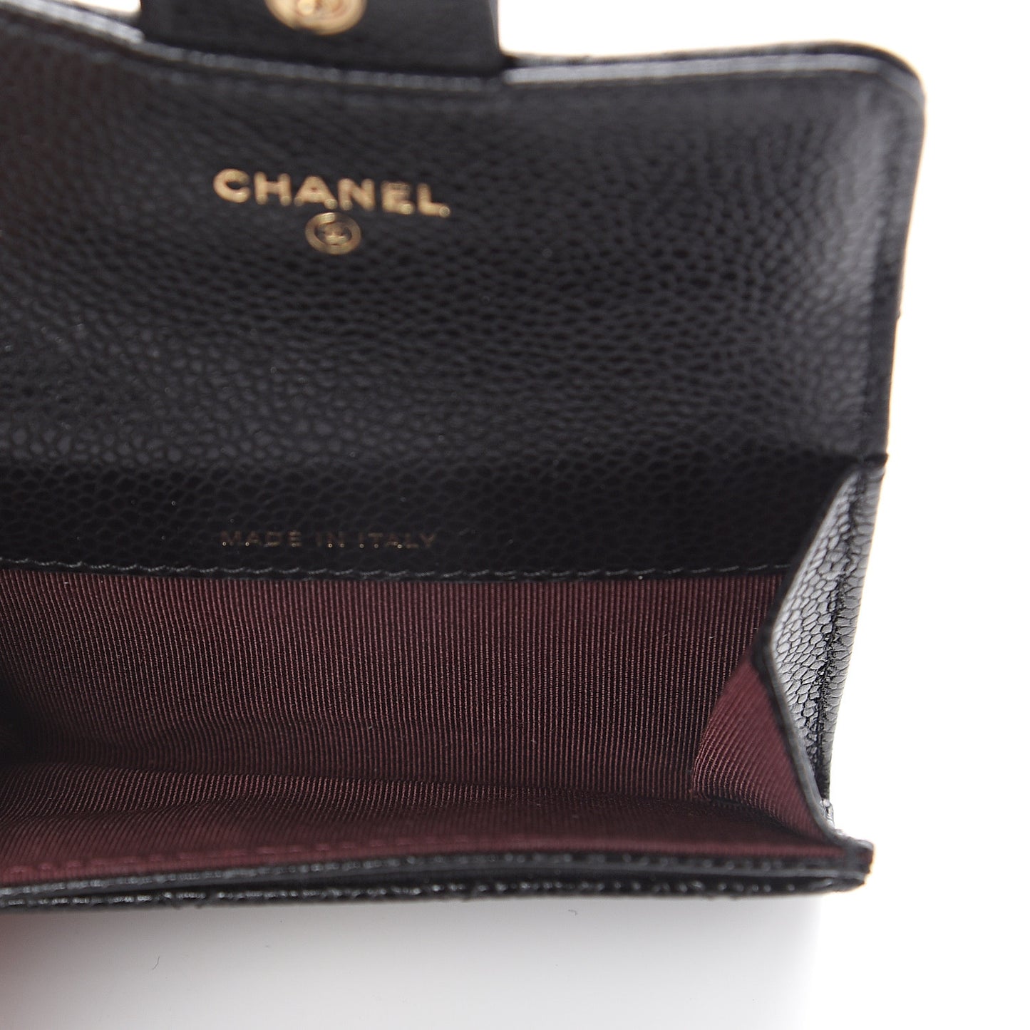 Caviar Quilted Flap Card Holder Black