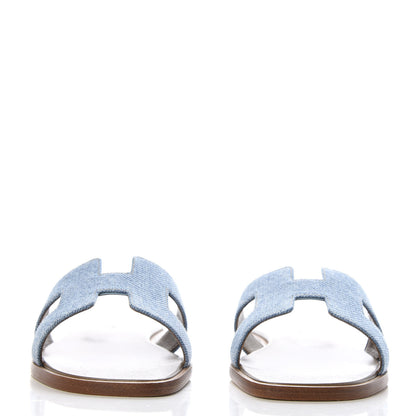 Hermes Denim Canvas Oran Sandals 35 Bleu Clair 3 of 9
