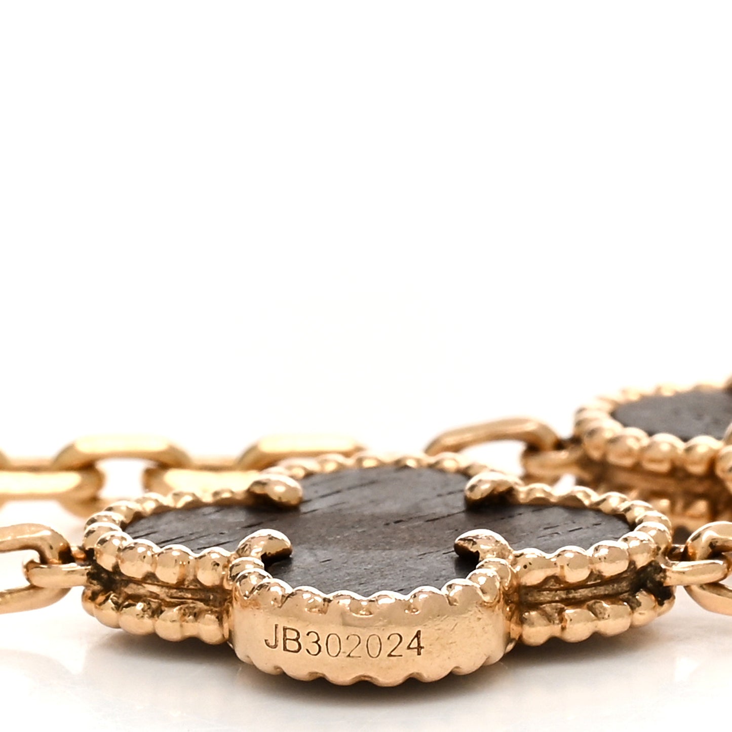 18K Rose Gold Letterwood 5 Motifs Vintage Alhambra Bracelet