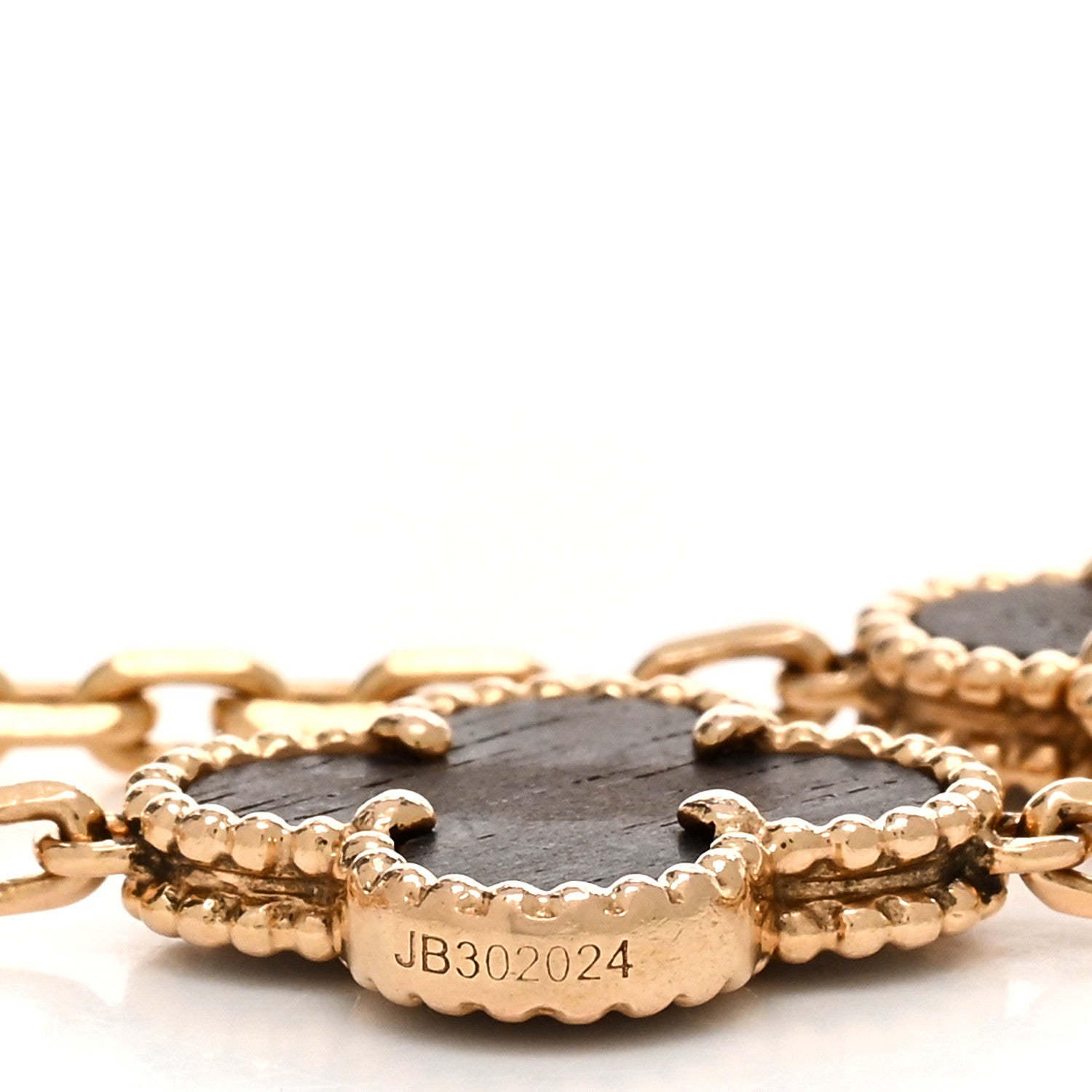 Van Cleef & Arpels 18K Rose Gold Letterwood 5 Motifs Vintage Alhambra Bracelet 4 of 4