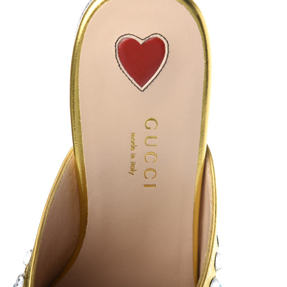 Gucci Metallic Nappa Crystal Womens Princetown Slippers 35 Gold 8 of 9