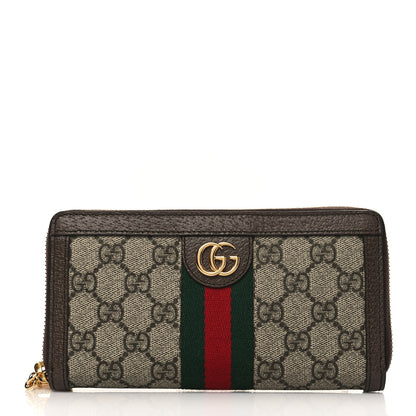 Gucci GG Supreme Monogram Web Ophidia Zip Around Wallet Brown 1 of 7