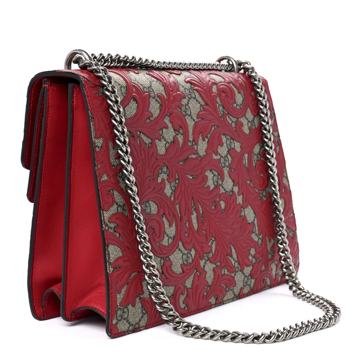 GG Supreme Monogram Arabesque Medium Dionysus Shoulder Bag Hibiscus Red