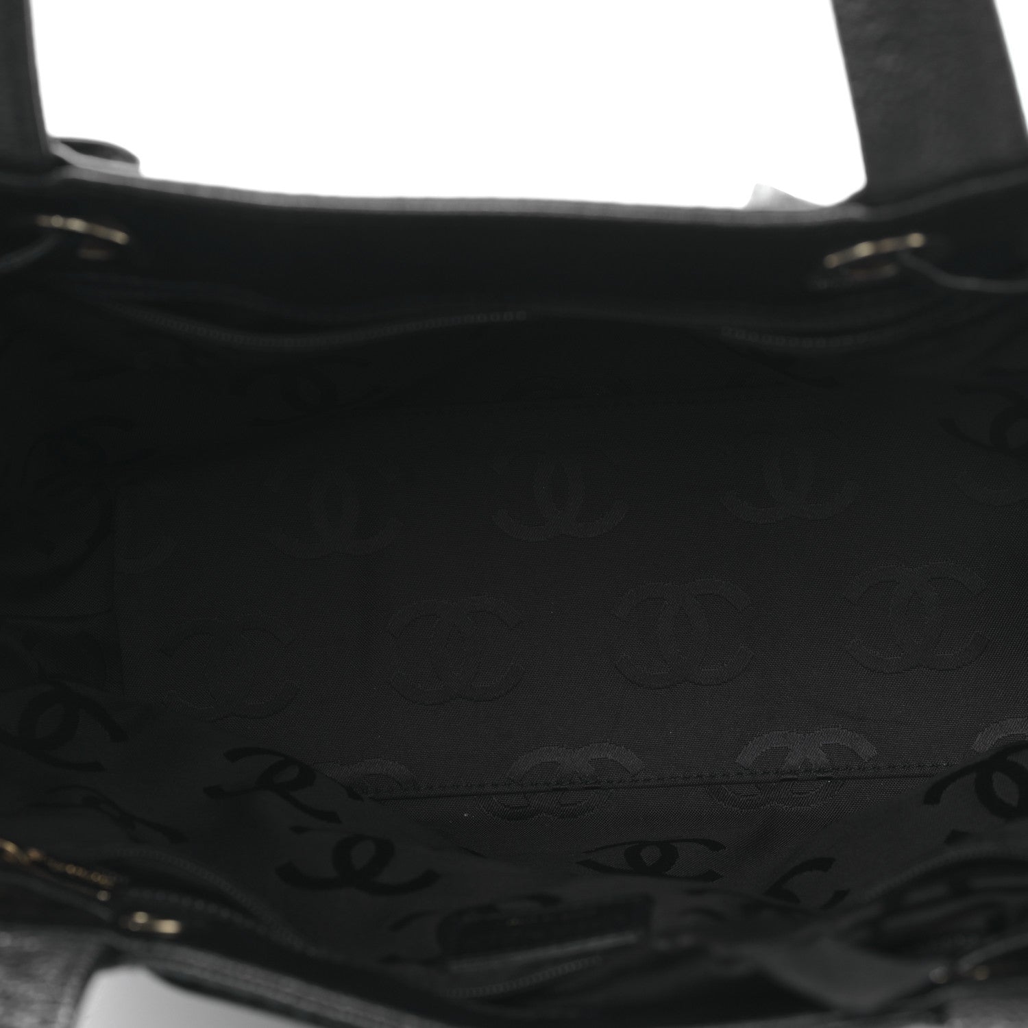 Chanel Caviar Wood CC Drawstring Bucket Bag Black 5 of 9