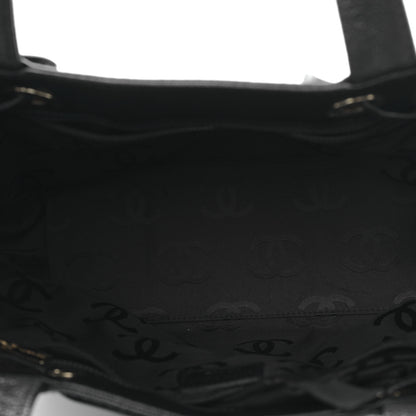 Chanel Caviar Wood CC Drawstring Bucket Bag Black 5 of 9