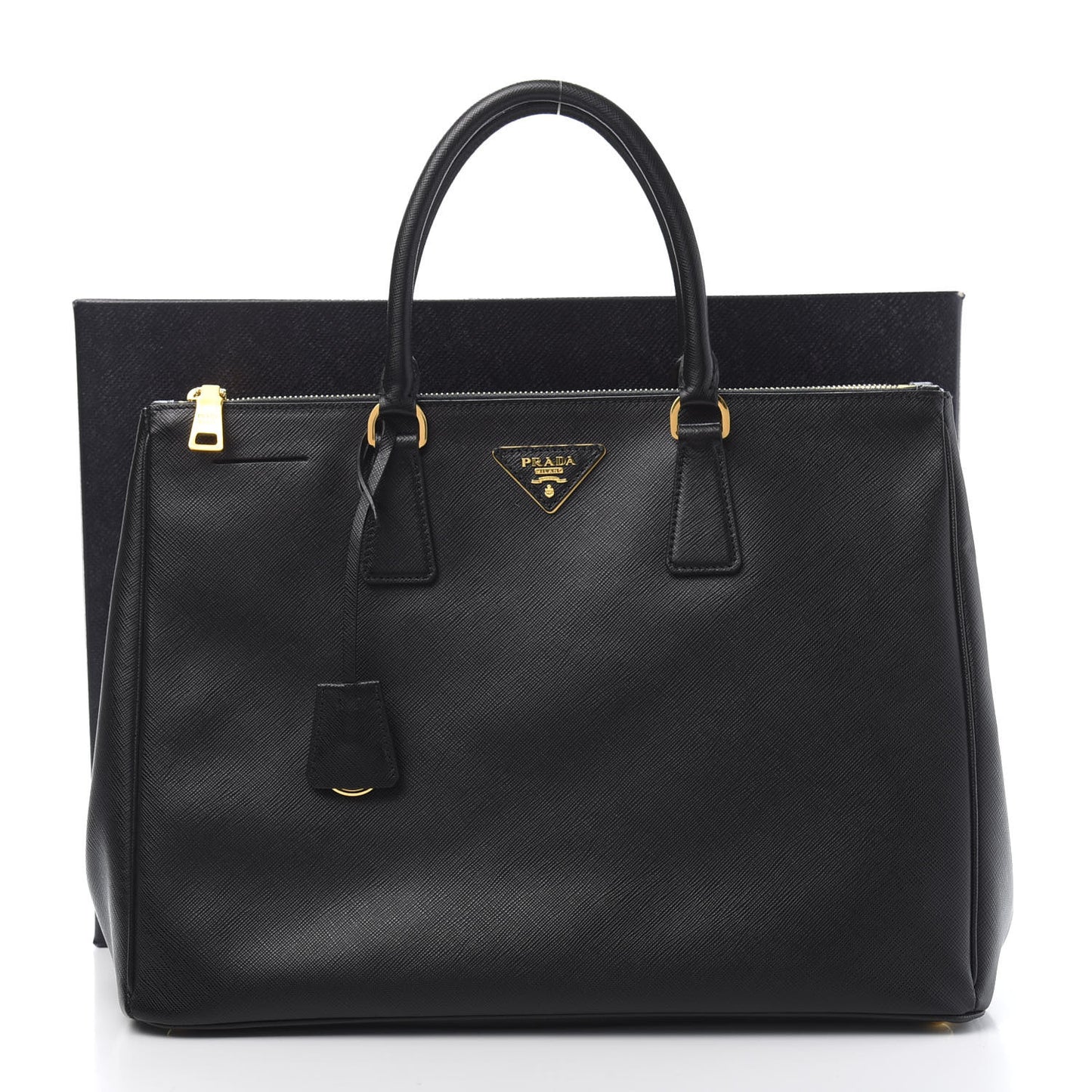 Saffiano Large Galleria Double Zip Tote Black