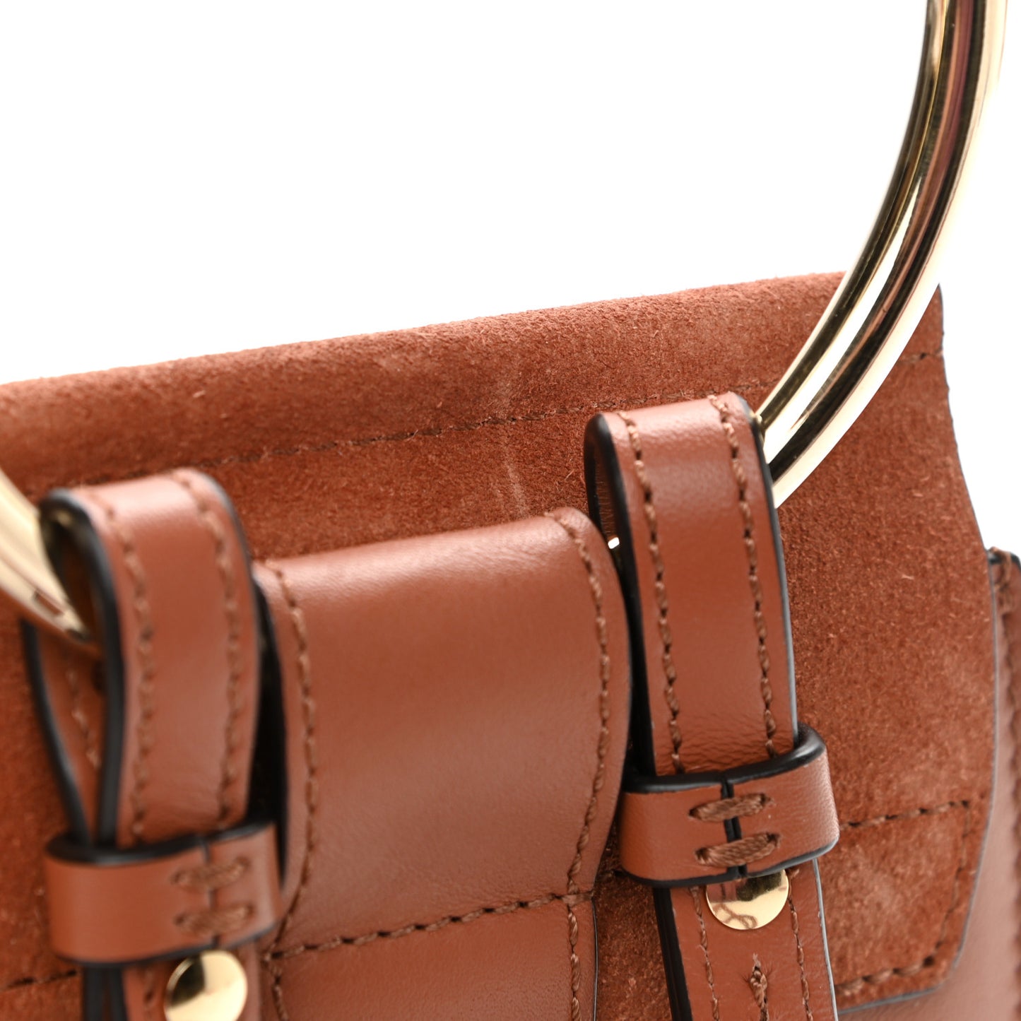 Suede Calfskin Mini Faye Bracelet Bag Tobacco