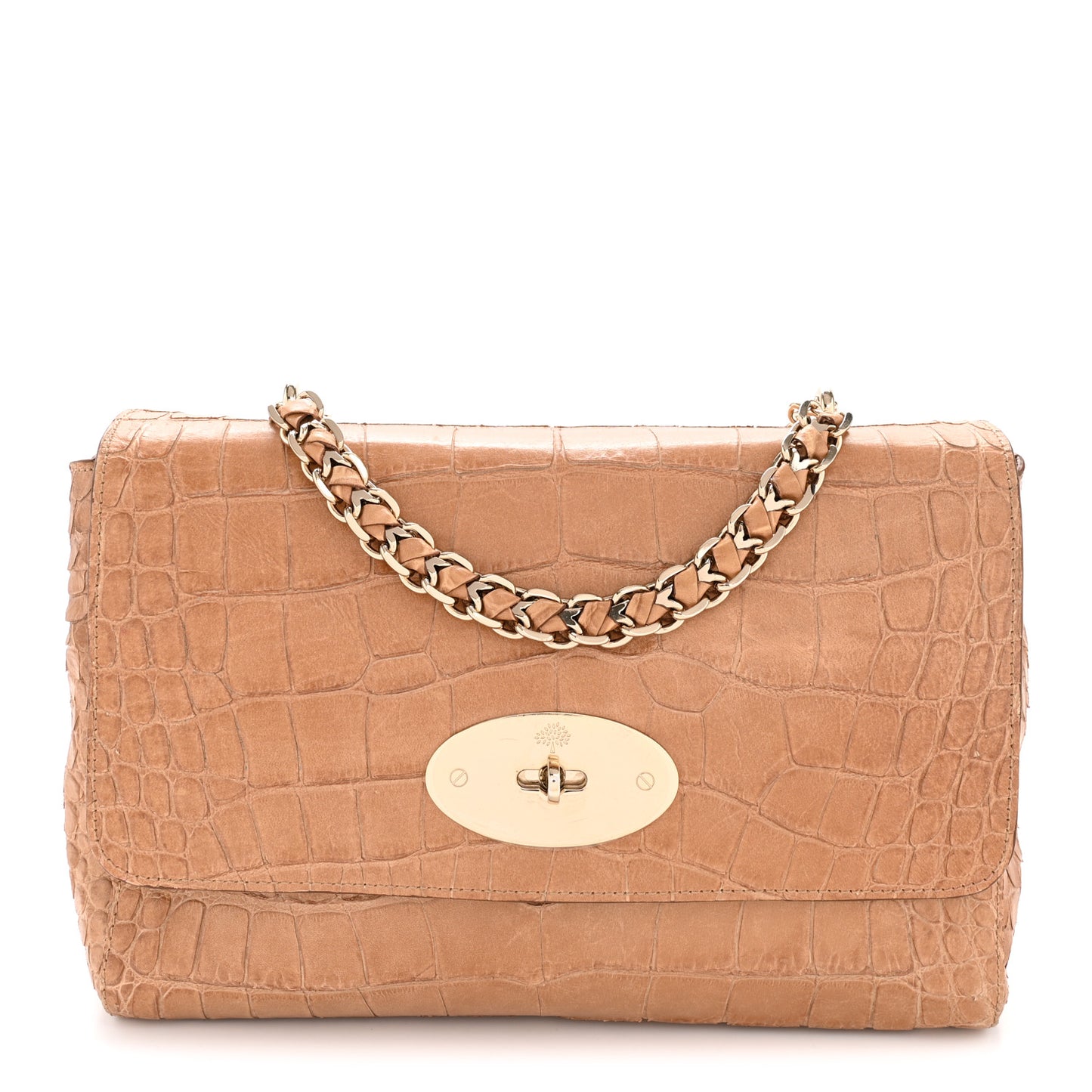 Nappa Crocodile Embossed Medium Lily Flap Camel