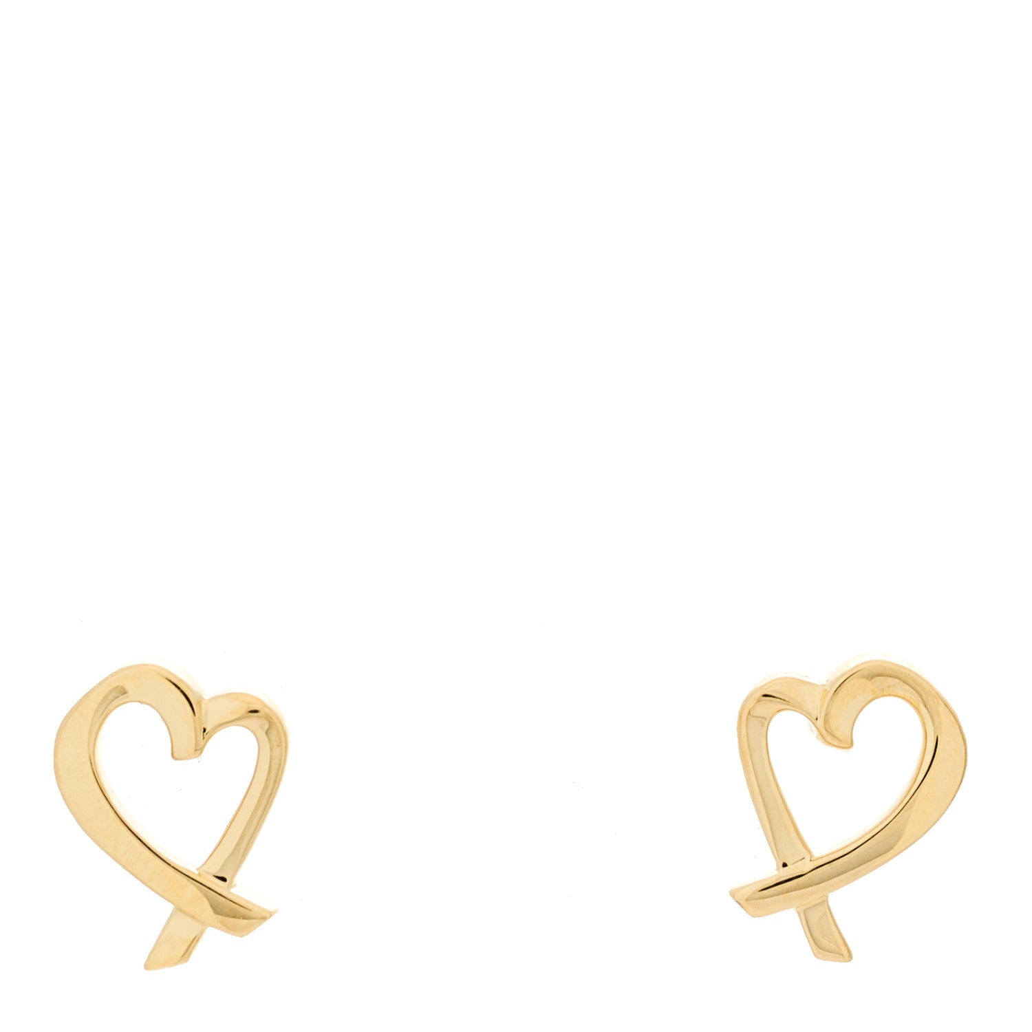 Tiffany 18K Yellow Gold Mini Paloma Picasso Loving Heart Earrings 1 of 4