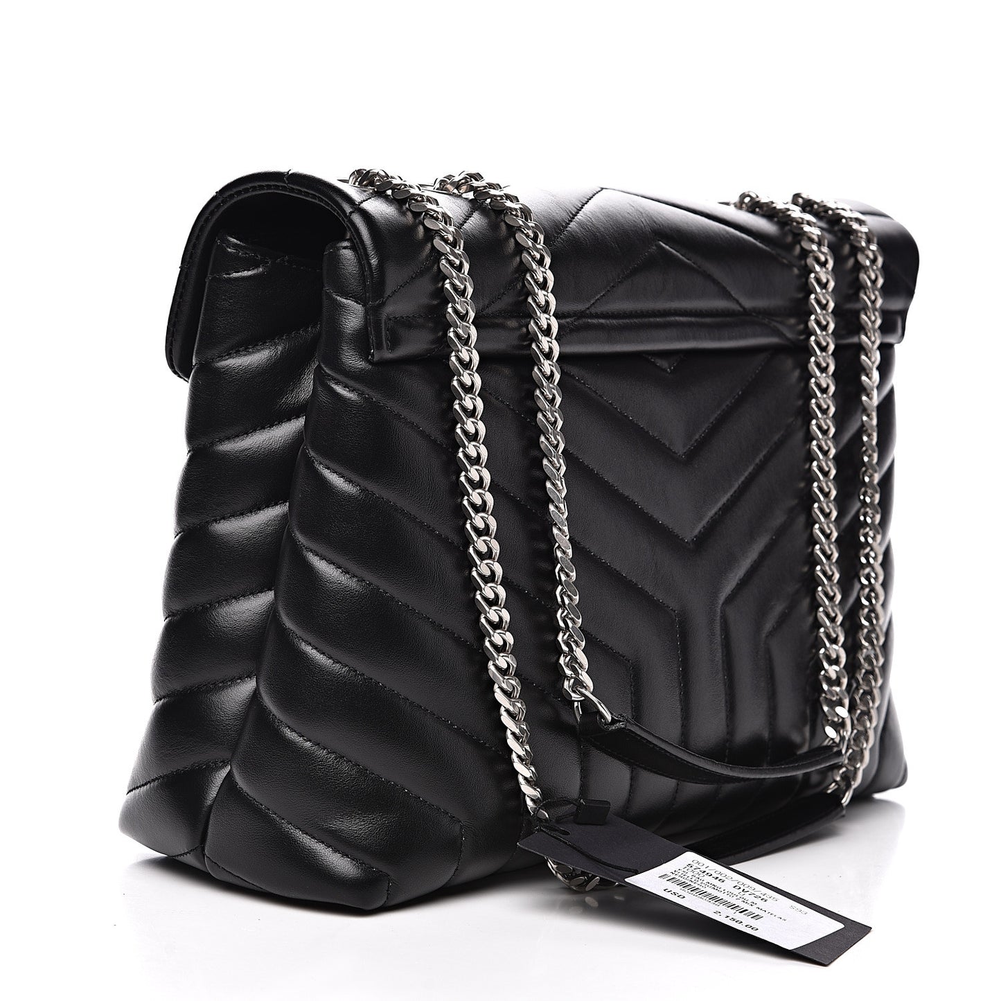 Calfskin Y Quilted Monogram Medium Loulou Chain Satchel Black