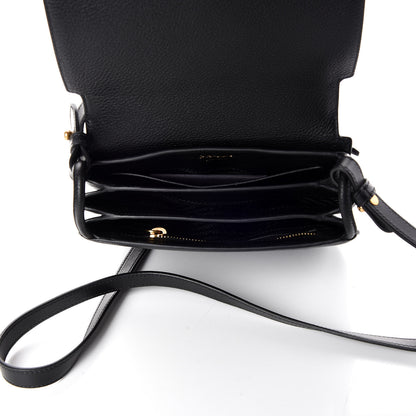 Prada Vitello Daino Saddle Bag Black 7 of 9