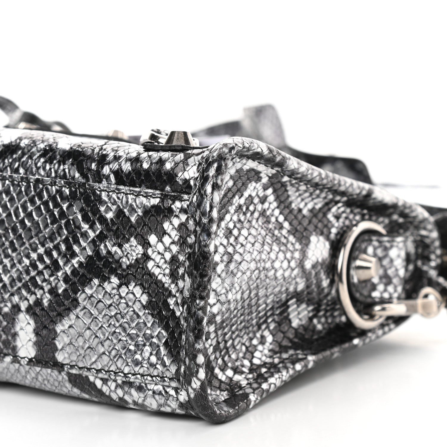 Balenciaga Metallic Calfskin Snakeskin Embossed Classic Silver Hardware Mini City Silver 10 of 10