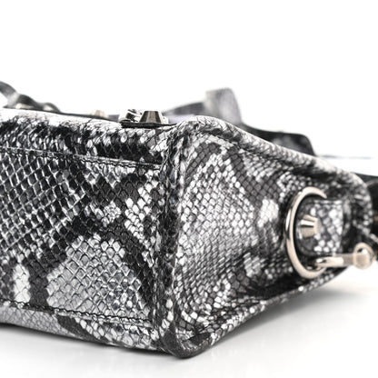 Balenciaga Metallic Calfskin Snakeskin Embossed Classic Silver Hardware Mini City Silver 10 of 10