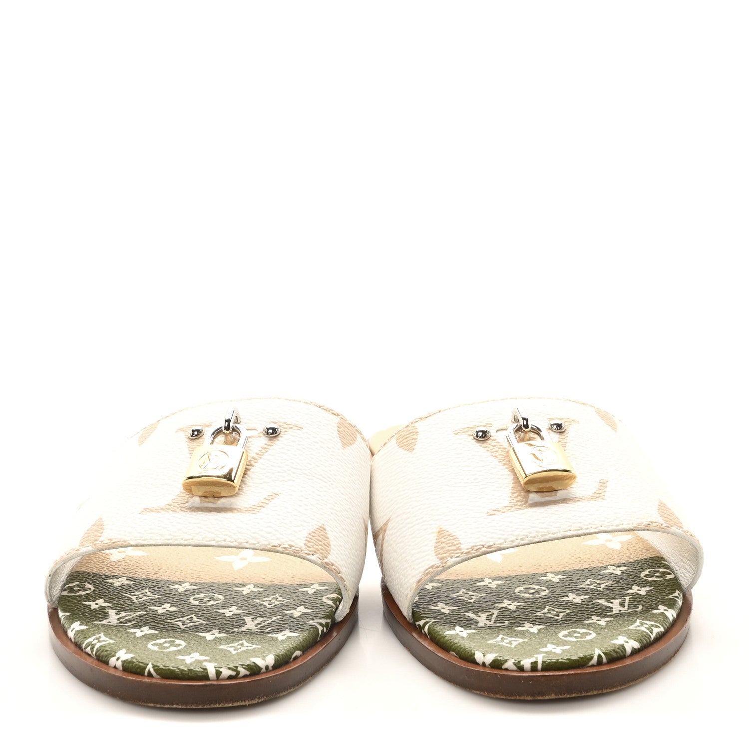 Louis Vuitton Monogram Giant Lock It Flat Mules 40 Kaki White 3 of 8