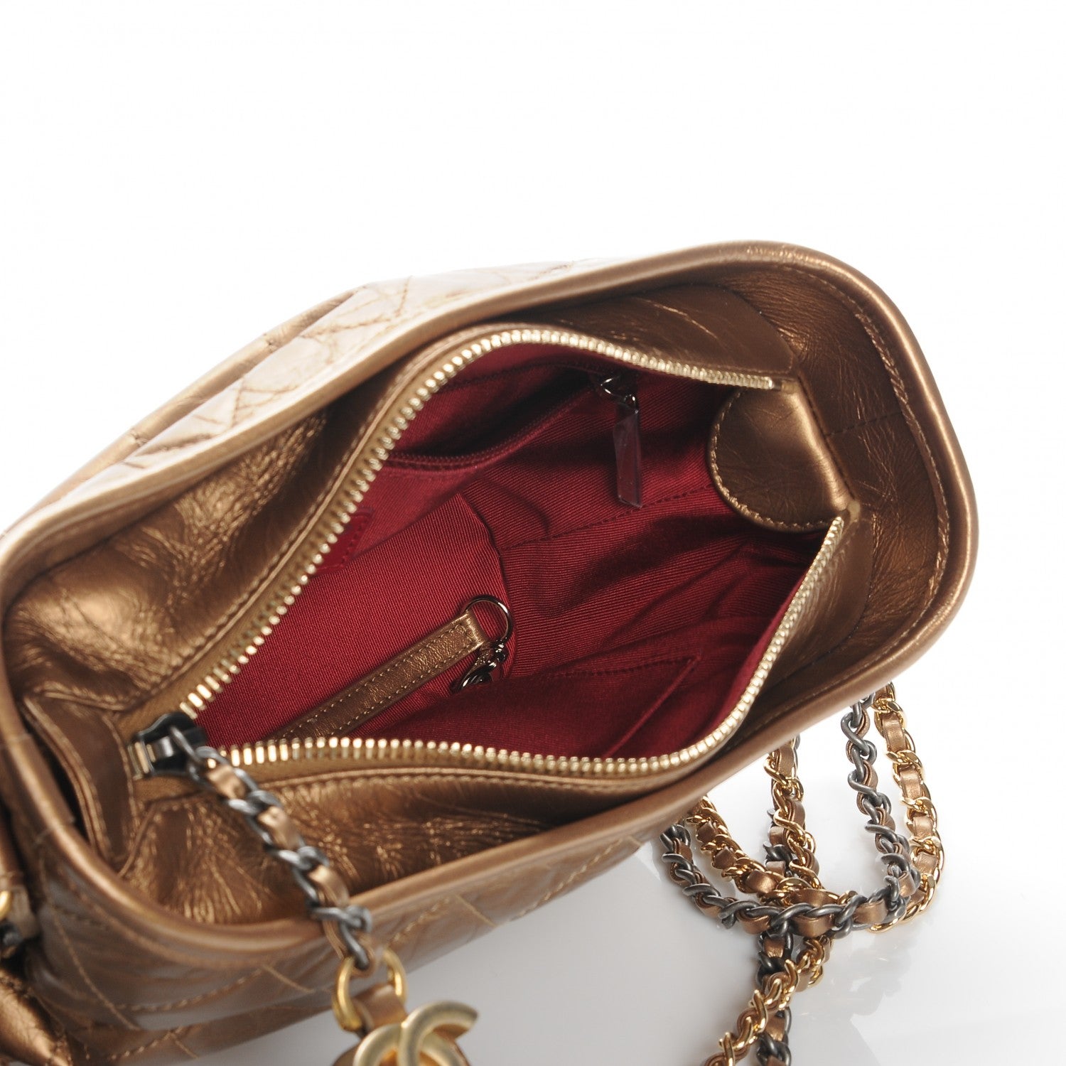 Chanel Aged Calfskin Quilted Small Gabrielle Hobo Bronze 5 of 7