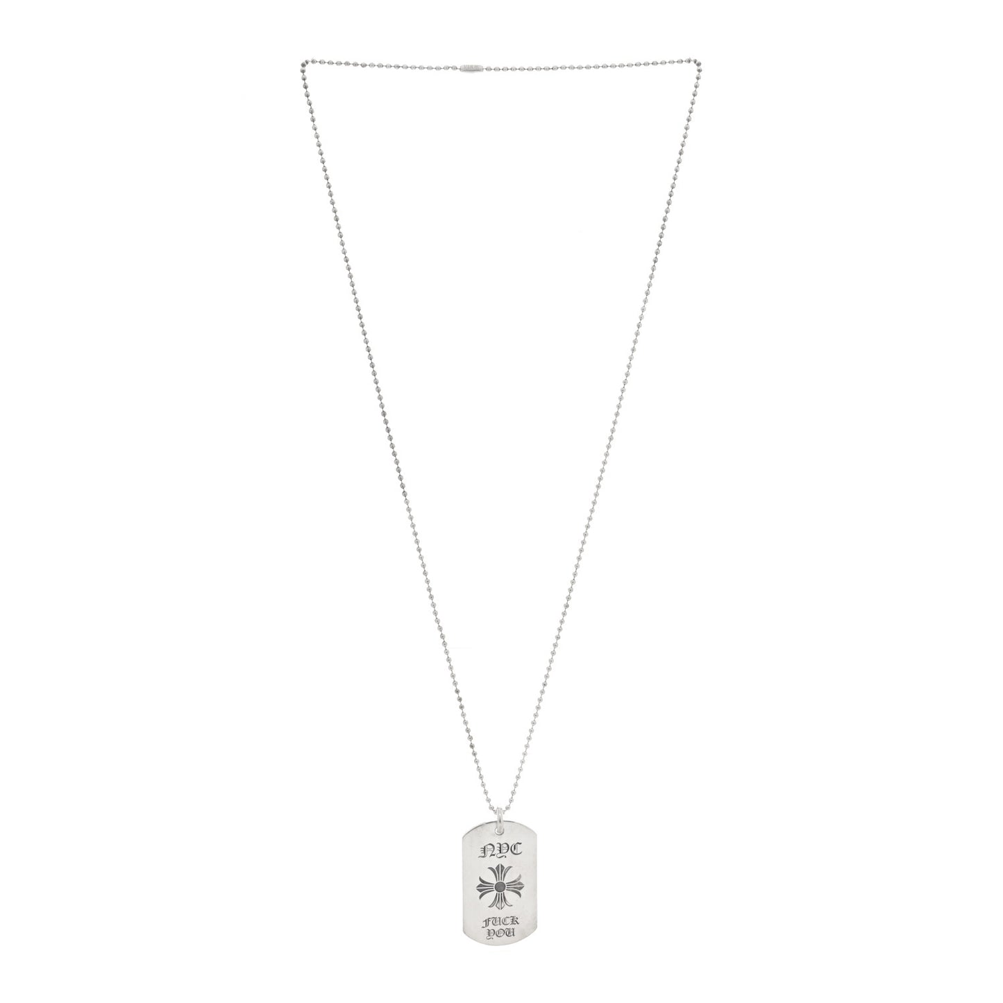 Sterling Silver NYC Fck You Dog Tag Pendant Necklace
