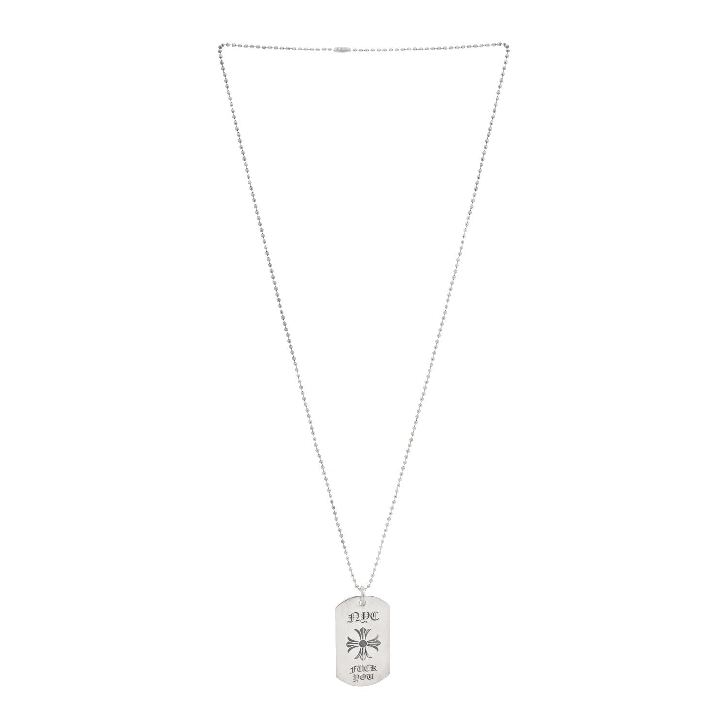 Chrome Hearts Sterling Silver NYC Fck You Dog Tag Pendant Necklace 3 of 5