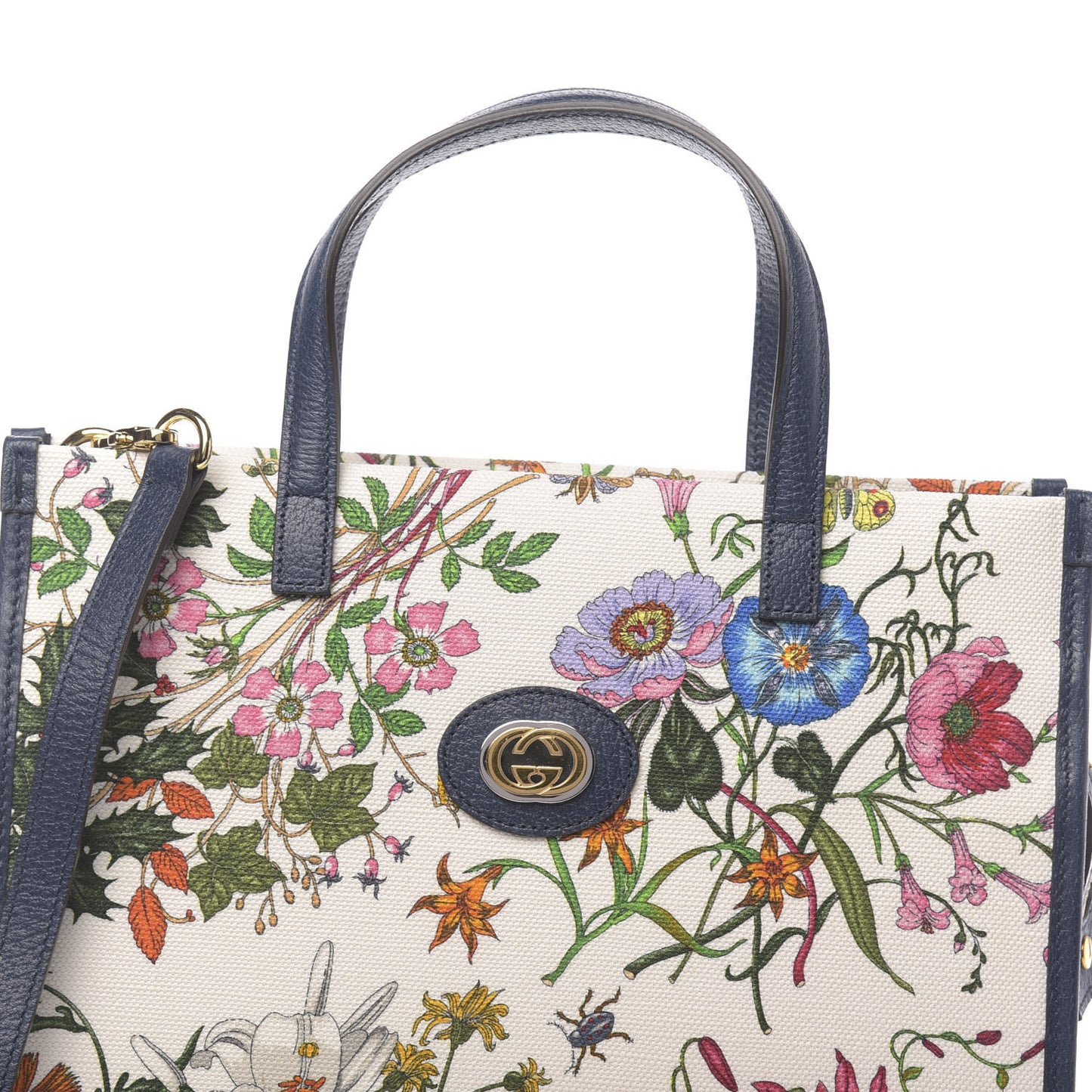Canvas Medium Flora Tote White Multicolor Blue Agata