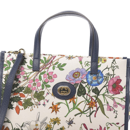Gucci Canvas Medium Flora Tote White Multicolor Blue Agata 11 of 11