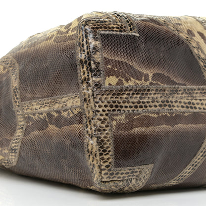 Jimmy Choo Snakeskin Patchwork Medium Saba Hobo Brown 8 of 12