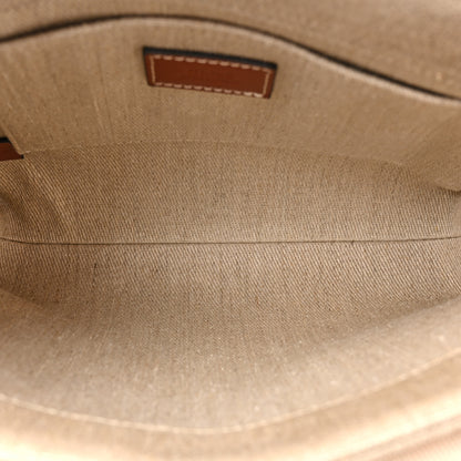 Chloe Linen Calfskin Small Woody Ribbon Tote With Strap White Brown 5 of 9
