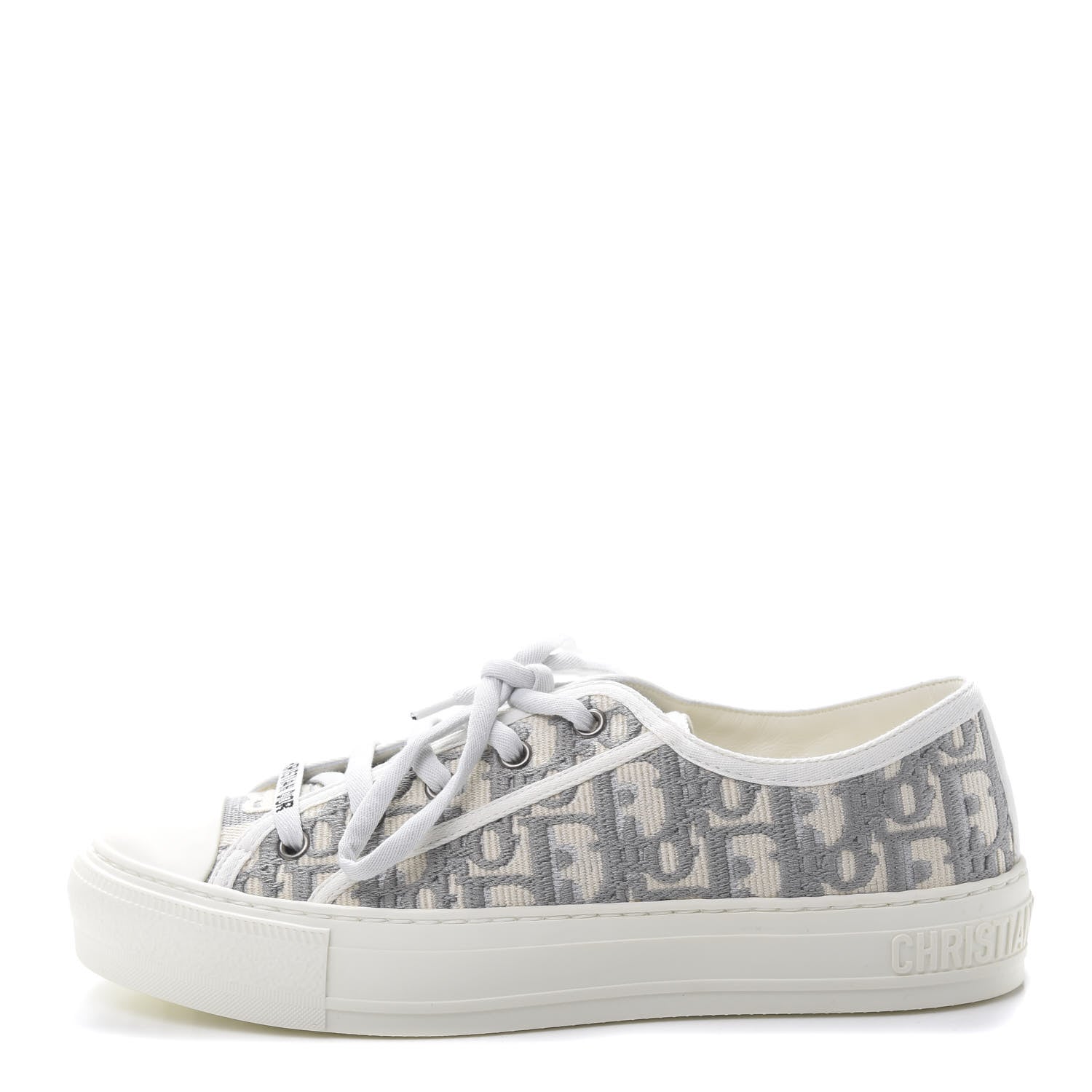 Christian Dior Canvas Oblique Walk'N'Dior Low Top Sneakers 38.5 Grey Stone 1 of 9