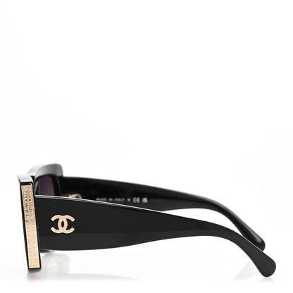 Chanel Acetate Rectangle Sunglasses 5435 Black 3 of 7