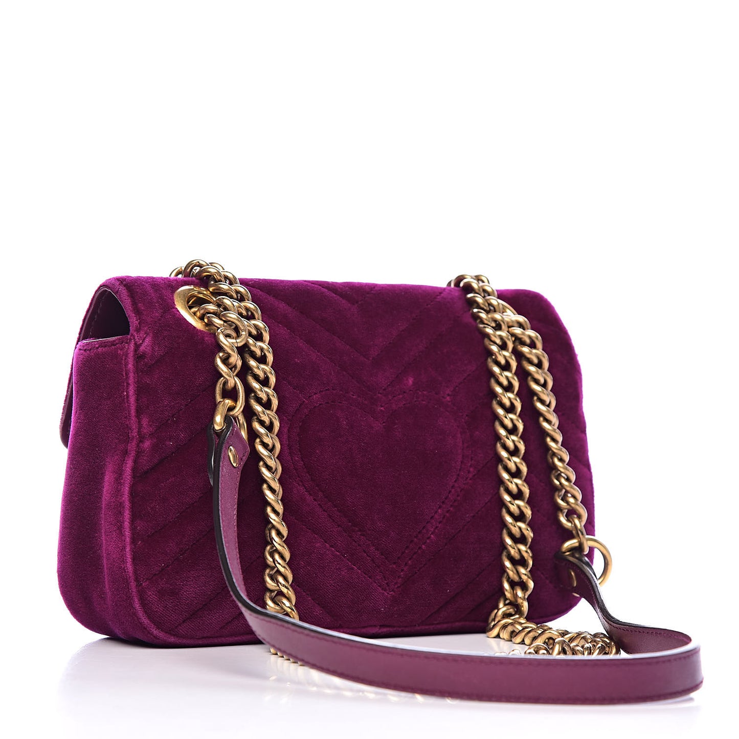Velvet Matelasse Mini GG Marmont Shoulder Bag Fuchsia Violet Cyclamen