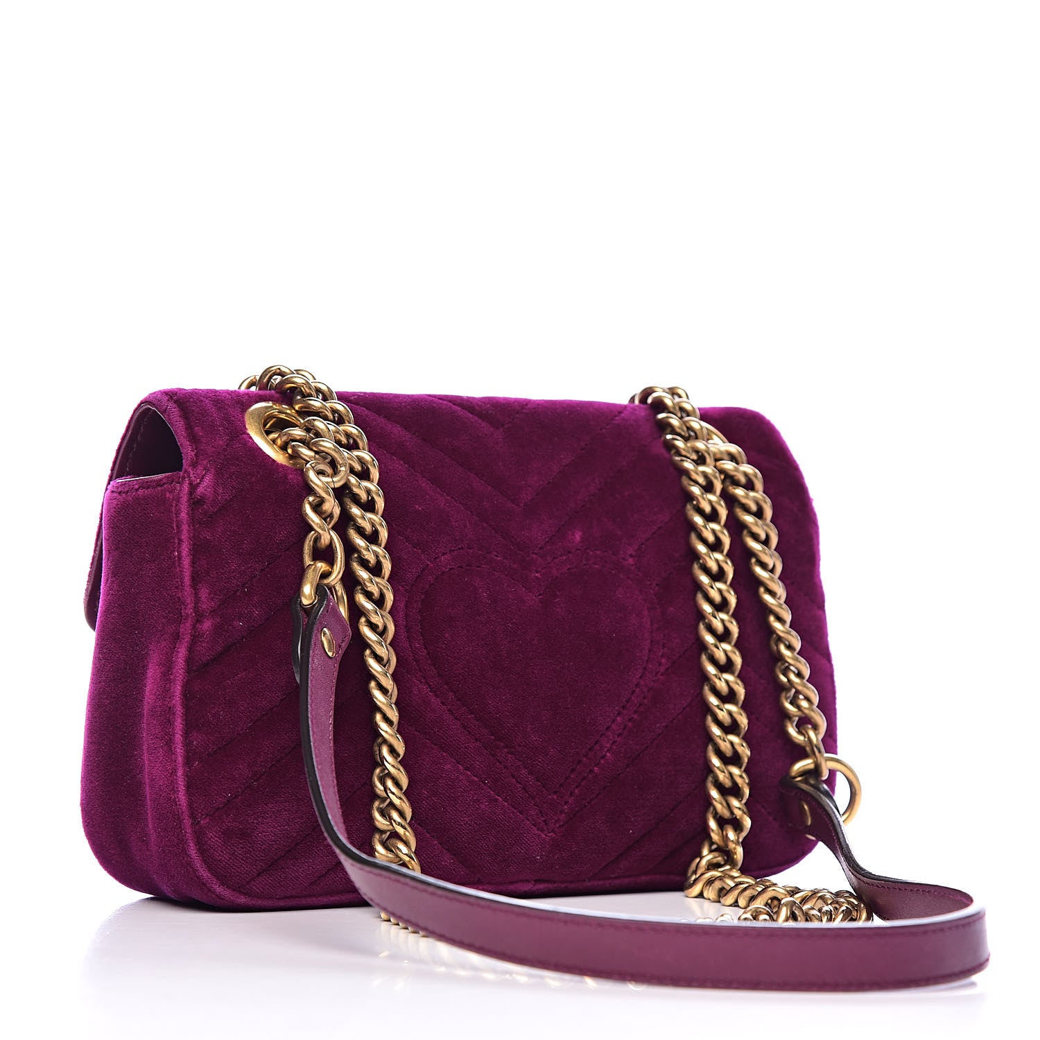 Gucci Velvet Matelasse Mini GG Marmont Shoulder Bag Fuchsia Violet Cyclamen 3 of 17